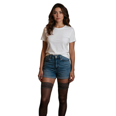 Luxurious & Silky 15 Denier Lace Top Thigh High Hold Ups (Made in Italy)