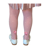 Girls Dotty Tights with Satin Bows On Heel (3 Age Sizes)