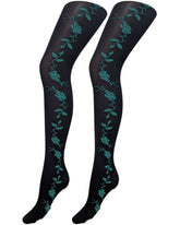 Trailing Trellis Floral Embossed Opaque Tights (Made In Italy)