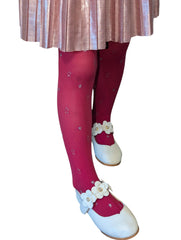Berry Glittery Silver Stars Tights (Girls) 3 Age Sizes