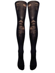Shredded Ripped Design Tights - Distressed Style - Made in Italy