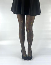 Oriental Flower Mocha TIghts (Made in Italy)