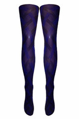 Cable Blue Patterned Opaque Tights (Made In Italy)