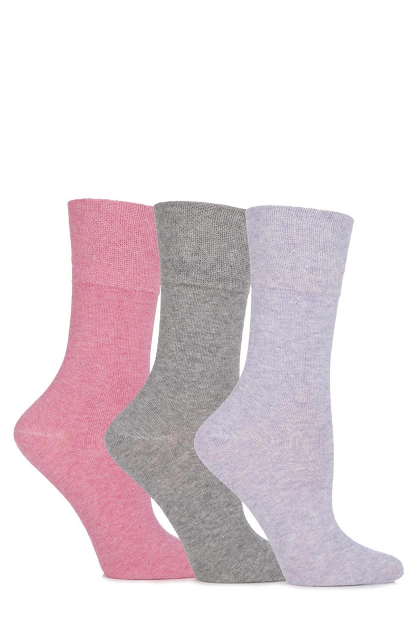 Ladies Gentle Grip 3 Pair Pack Socks (Assorted Styles)