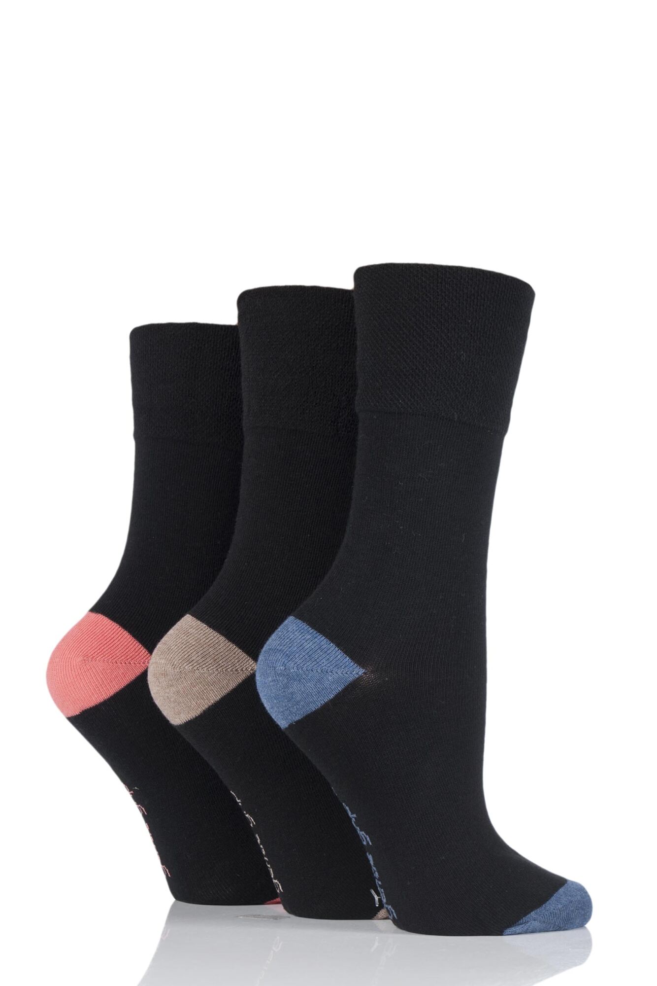 Ladies Gentle Grip 3 Pair Pack Socks (Assorted Styles)