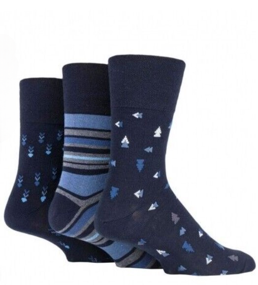 Men's Gentle Grip 3 Pair Pack Socks (Assorted Styles)