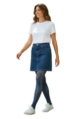 Printed Grey Cable Knit Design Tights - Made in Italy