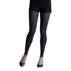 Slate Grey Double Ribbed Footless Tights (Made In Italy)