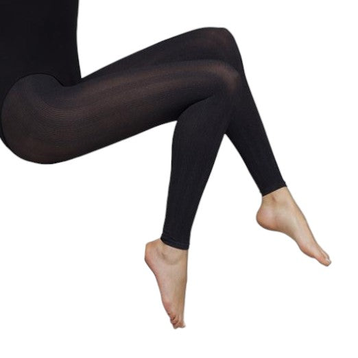 Slate Grey Double Ribbed Footless Tights (Made In Italy)