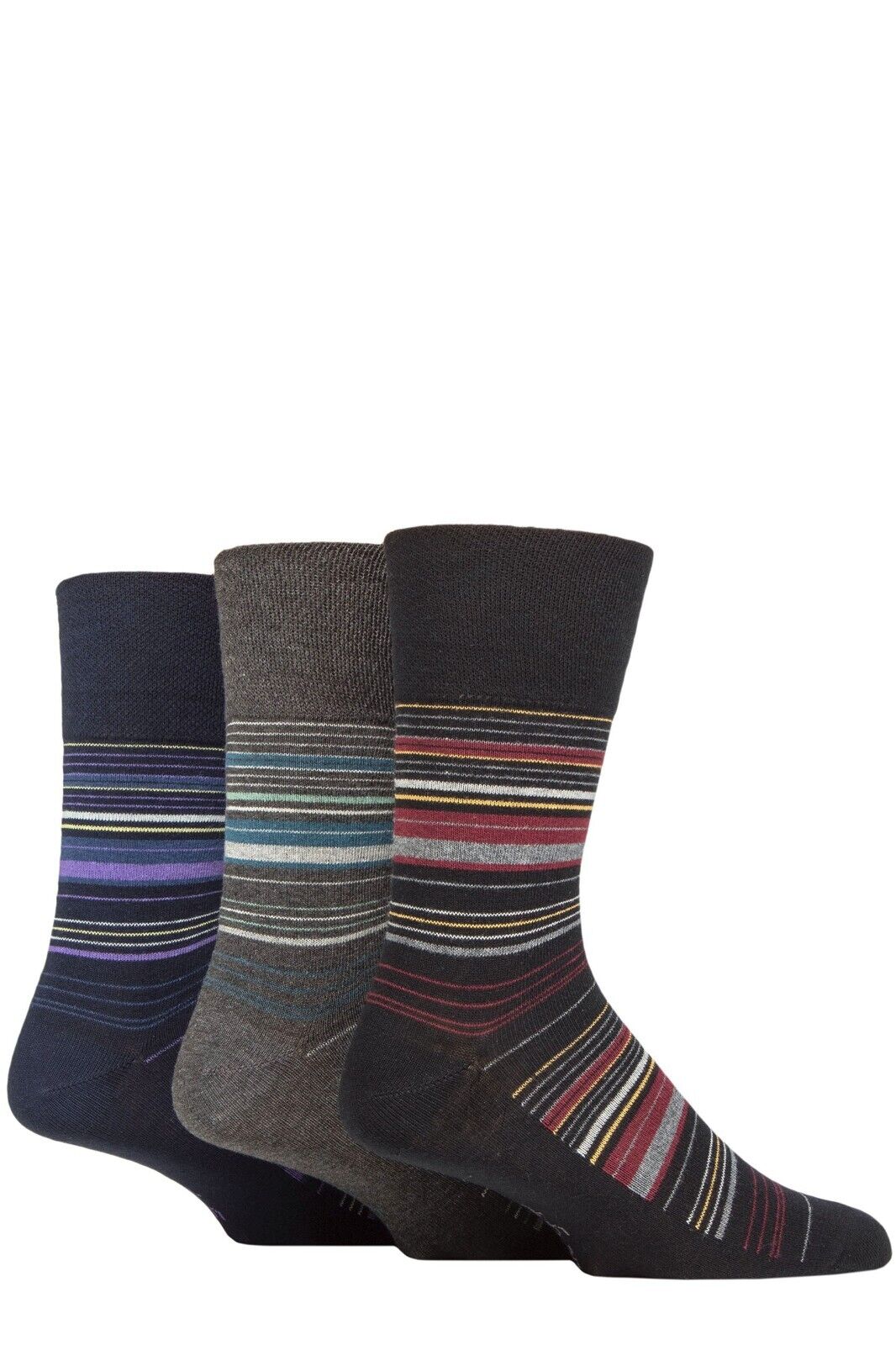 Men's Gentle Grip 3 Pair Pack Socks (Assorted Styles)