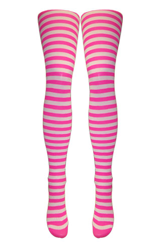 Silver Legs Striped Semi-Opaque Tights (One Size & XL)