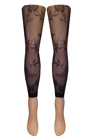 Daisy Lace Footless Tights (XL) Made in Italy