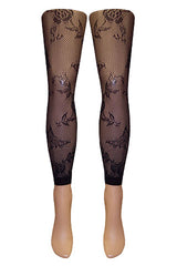 Daisy Lace Footless Tights (XL) Made in Italy