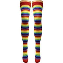 Silver Legs Striped Over Knee Cotton Socks (Made In Italy)