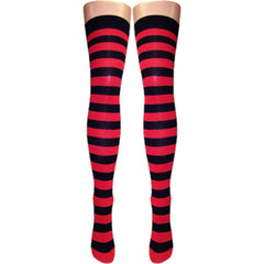 Silver Legs Striped Over Knee Cotton Socks (Made In Italy)