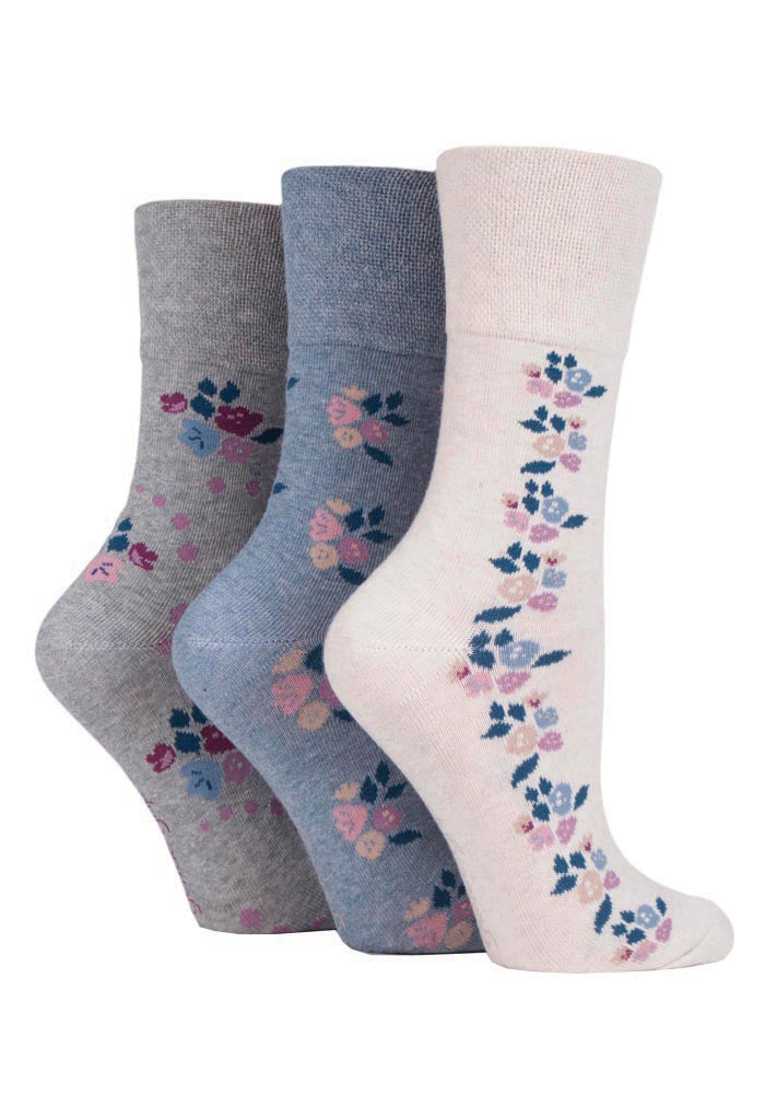 Ladies Gentle Grip 3 Pair Pack Socks (Assorted Styles)