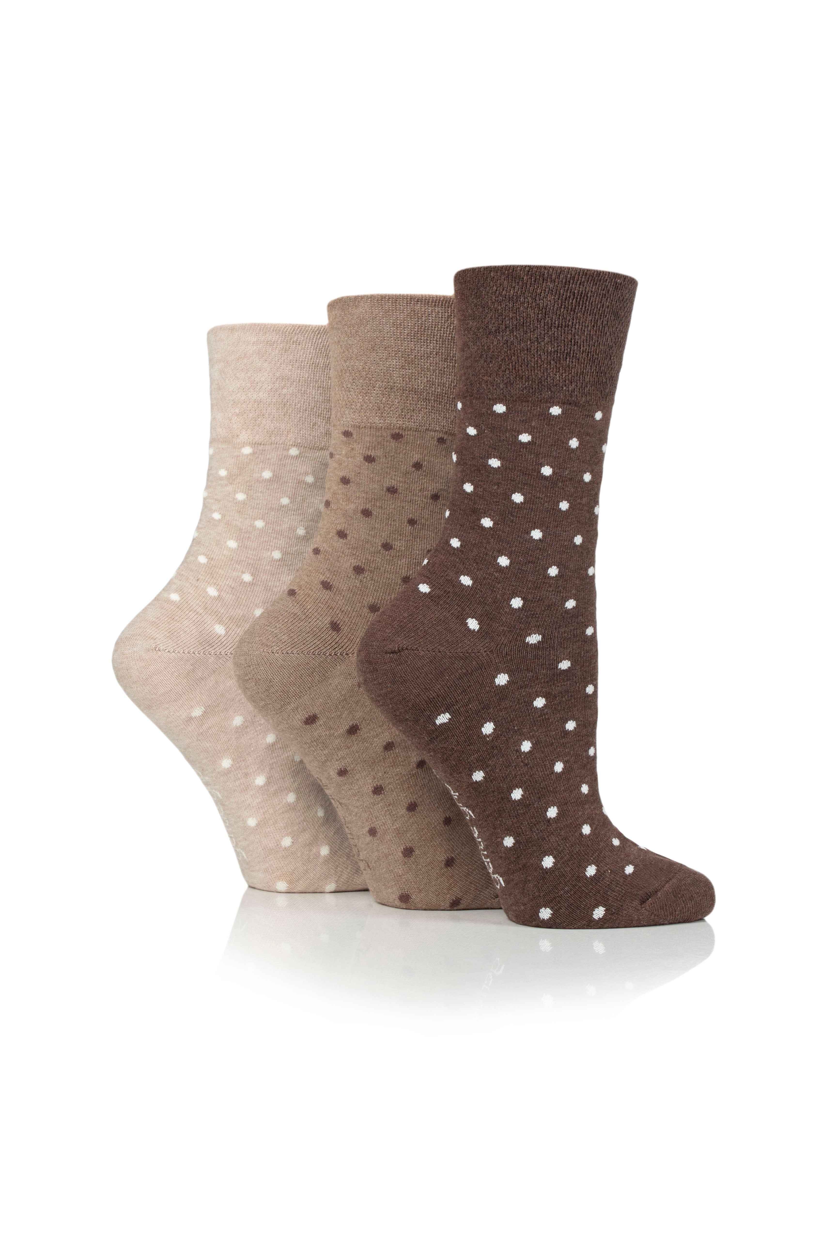 Ladies Gentle Grip 3 Pair Pack Socks (Assorted Styles)