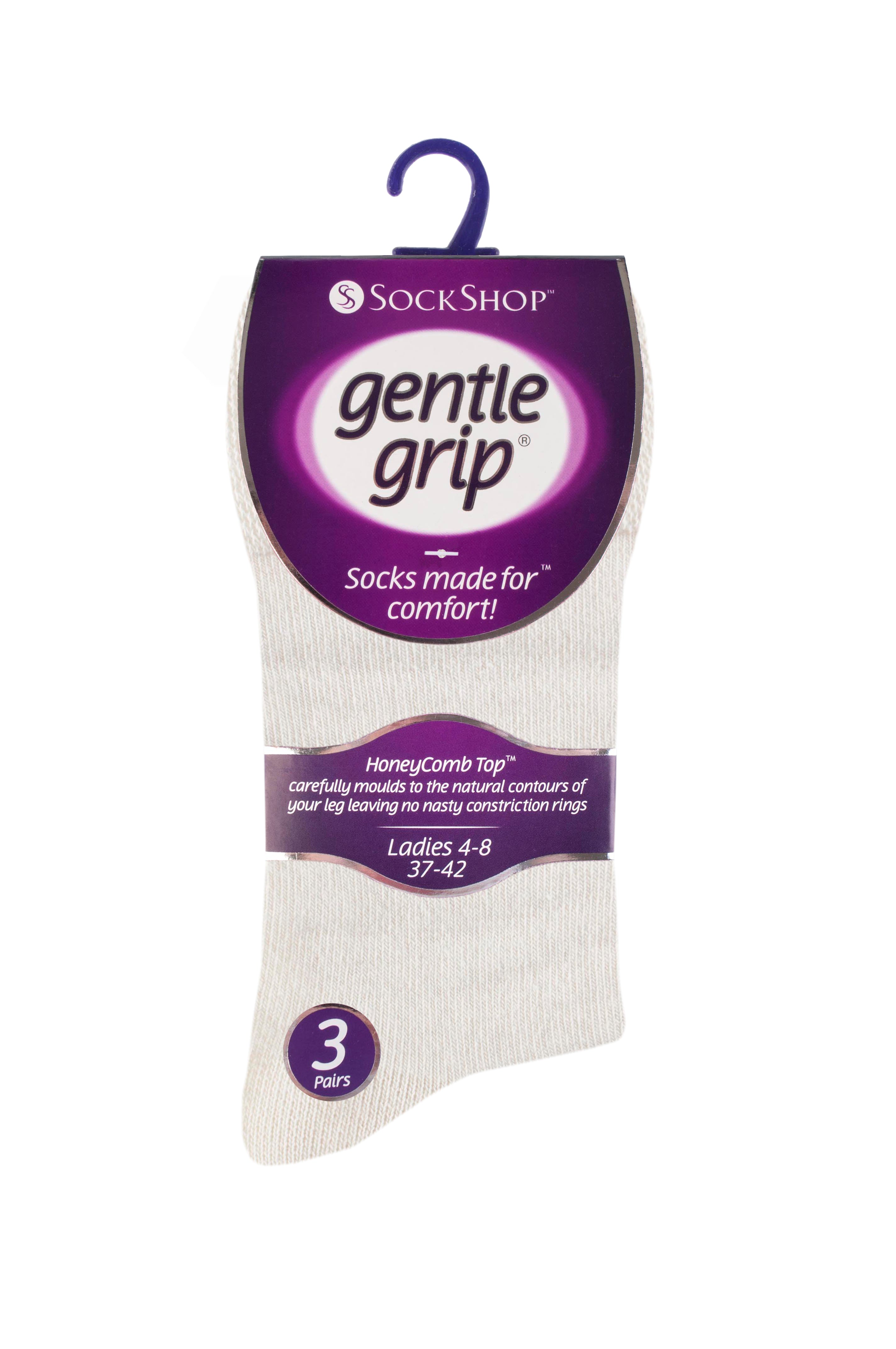 Ladies Gentle Grip 3 Pair Pack Socks (Assorted Styles)