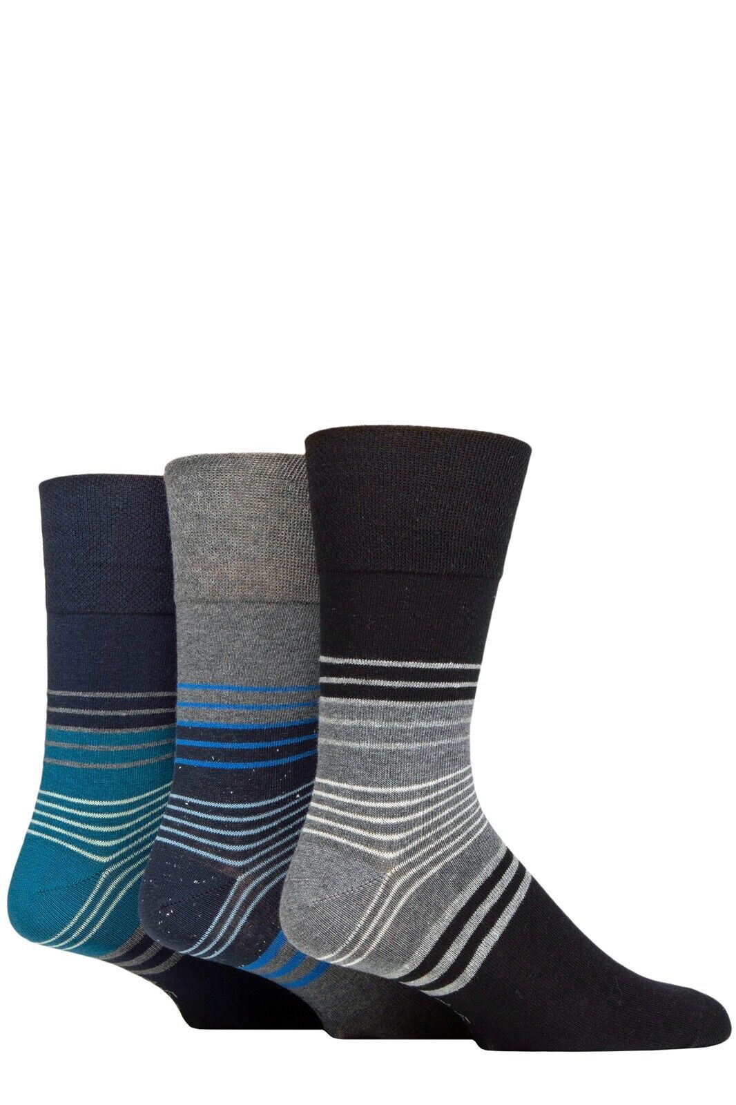 Men's Gentle Grip 3 Pair Pack Socks (Assorted Styles)