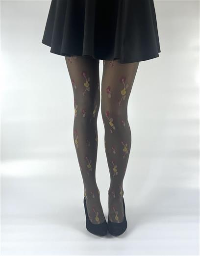 Oriental Flower Mocha TIghts (Made in Italy)