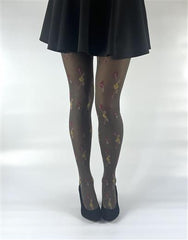 Oriental Flower Mocha TIghts (Made in Italy)