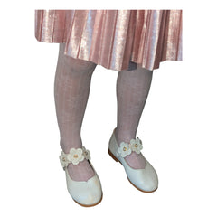 Girls Baby Pink Vertical Rose Trellis Tights (Age 9 to 12)