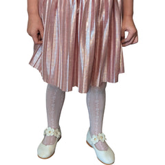 Girls Baby Pink Vertical Rose Trellis Tights (Age 9 to 12)