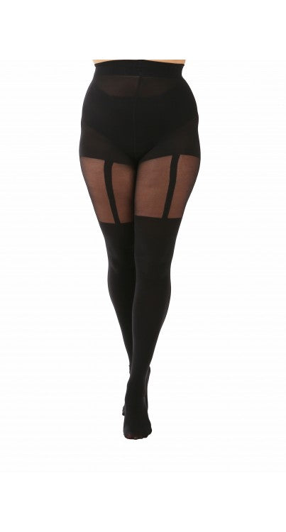 Pamela Mann Curvy Plus Size Mock Suspender Tights